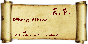 Röhrig Viktor névjegykártya
