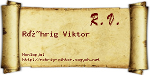 Röhrig Viktor névjegykártya